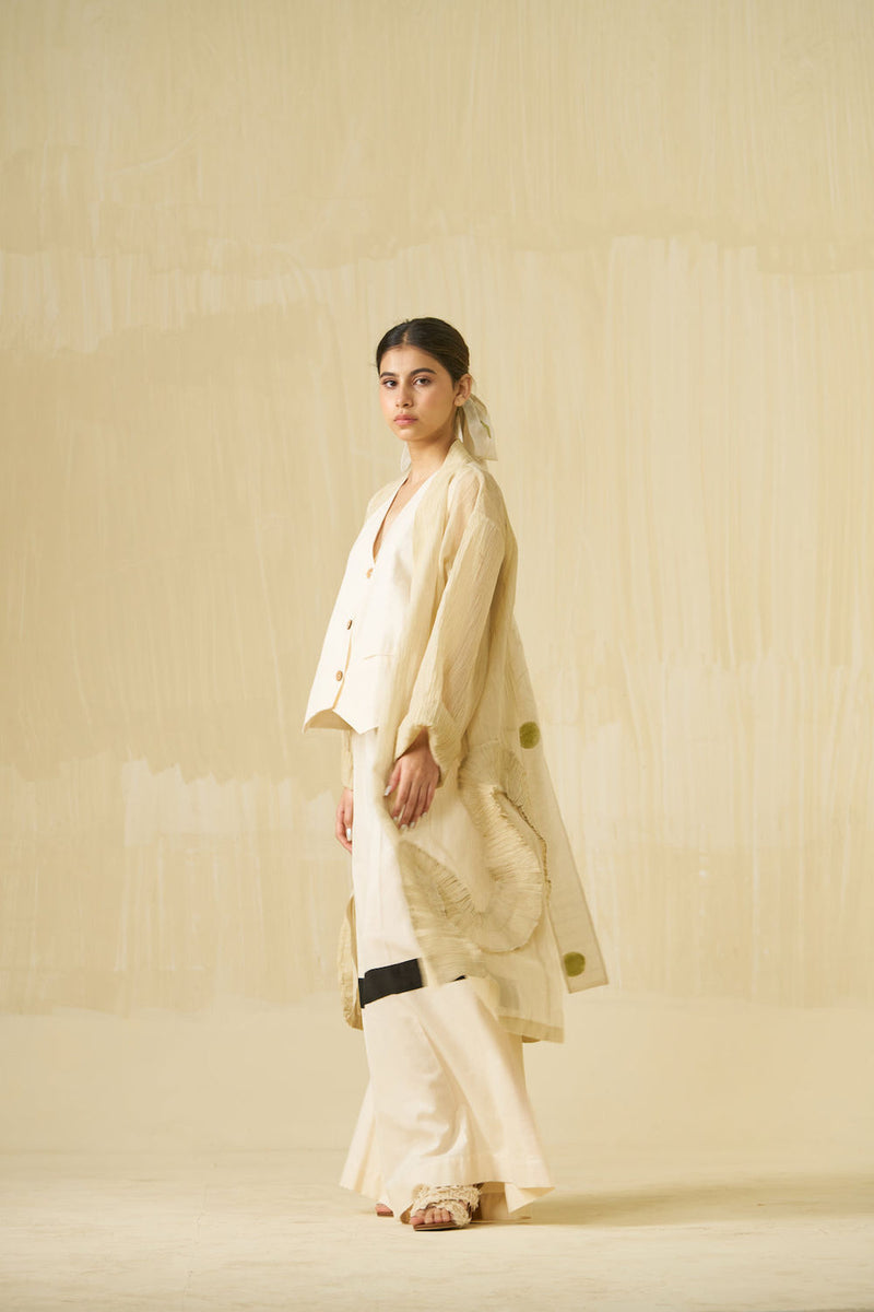 Daisy Overlay-Champagne Gold crushed silk jacket/overlay by Stoique in champagne gold for women Worldwide