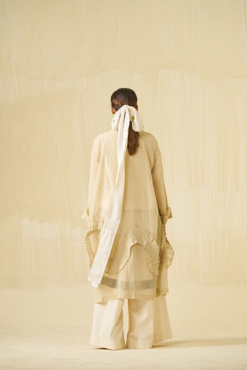 Daisy Overlay-Champagne Gold crushed silk jacket/overlay by Stoique in champagne gold for women Worldwide