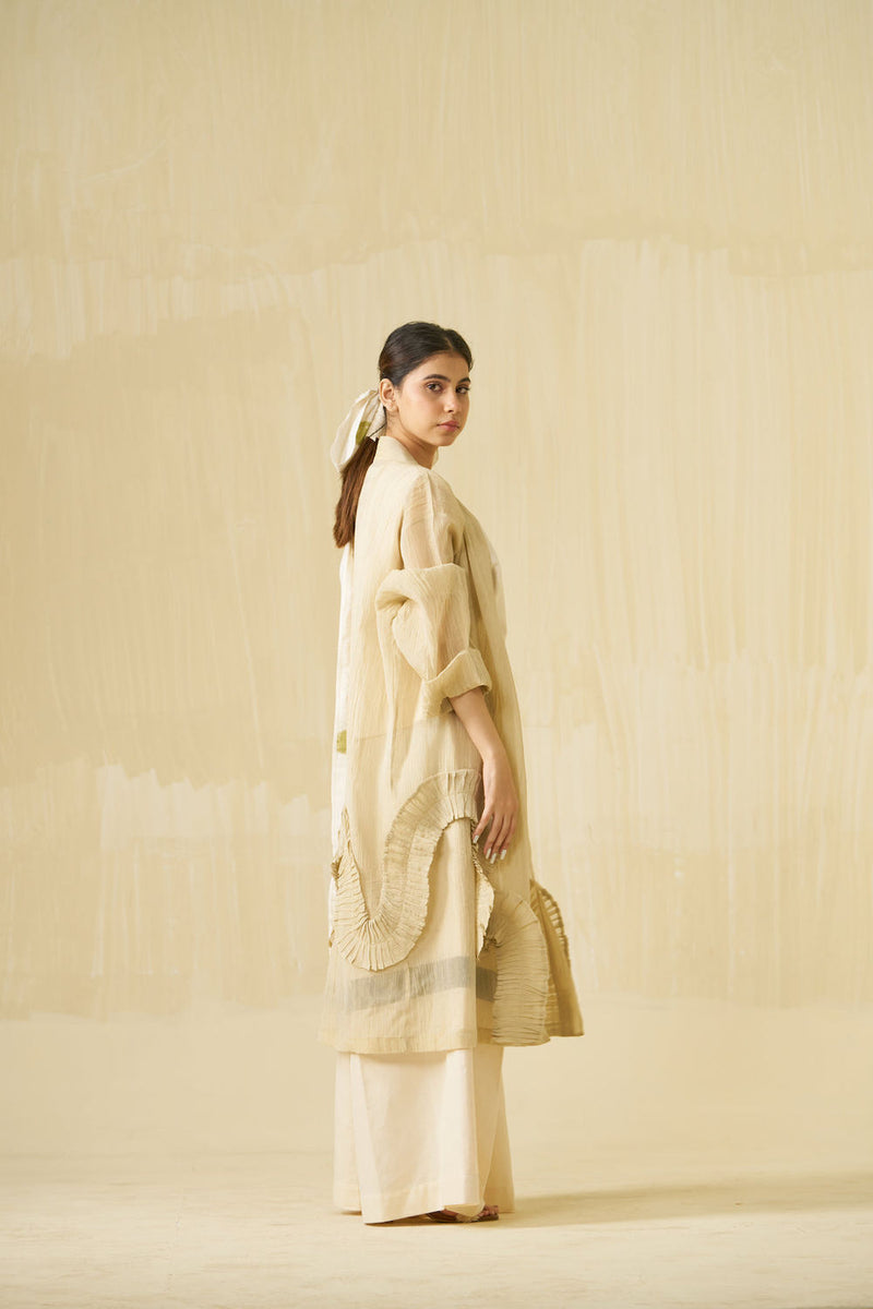 Daisy Overlay-Champagne Gold crushed silk jacket/overlay by Stoique in champagne gold for women Worldwide