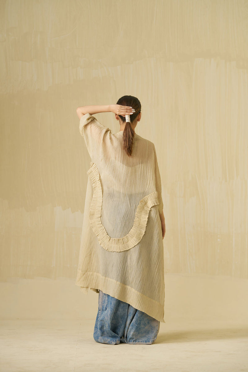 Daisy Tunic-Champagne Gold crushed silk tunics and kaftans by Stoique in champagne gold for women Worldwide
