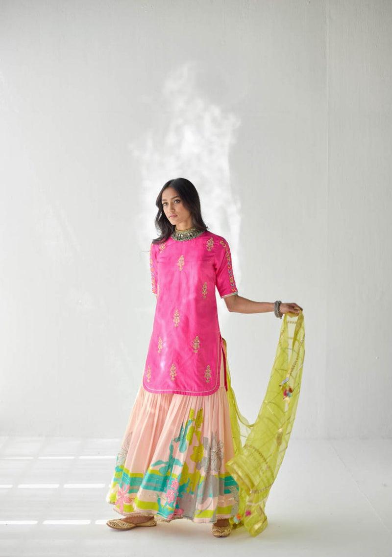 HOT PINK ORCHID GHARARA SET Kurta Sets by Rajiramniq for women Worldwide