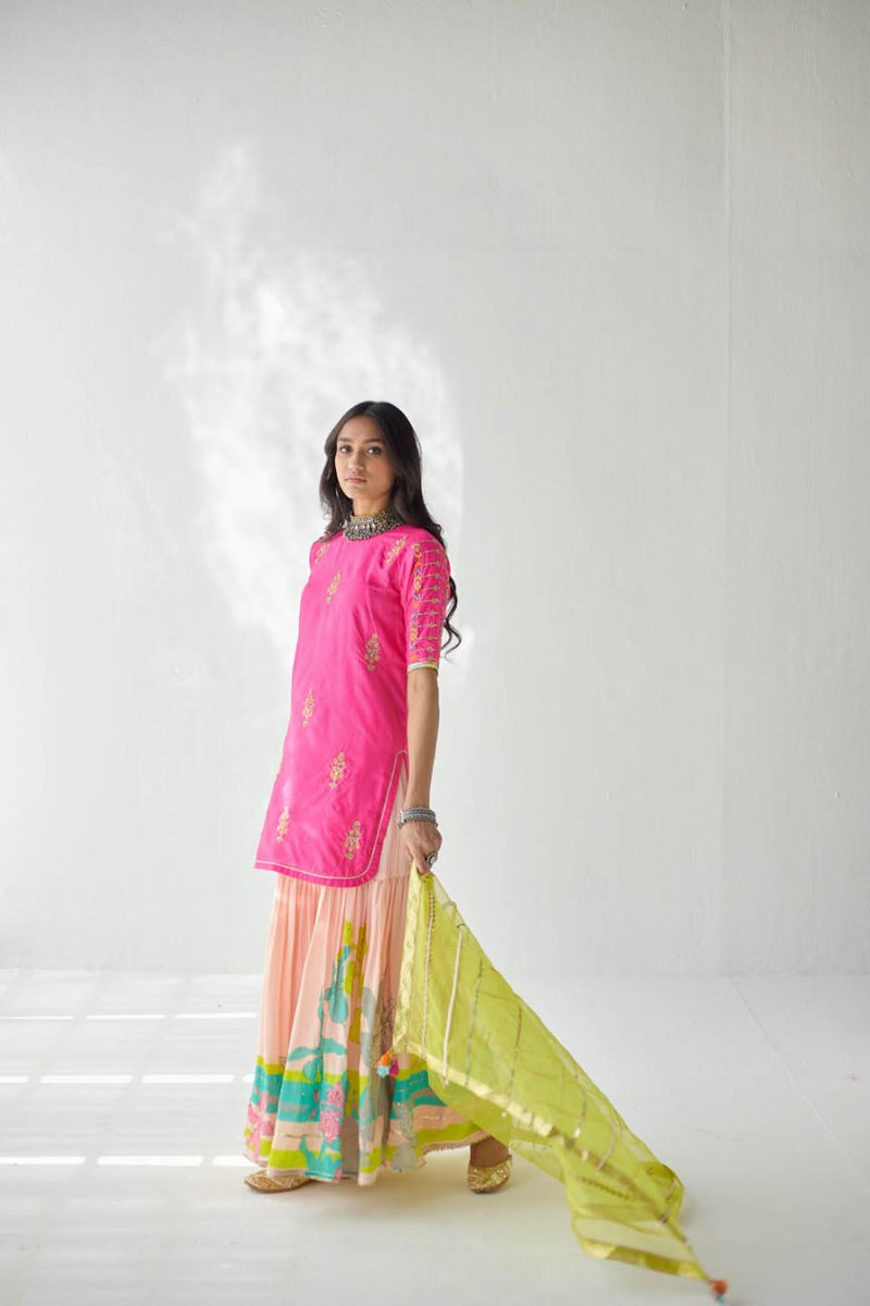 HOT PINK ORCHID GHARARA SET Kurta Sets by Rajiramniq for women Worldwide
