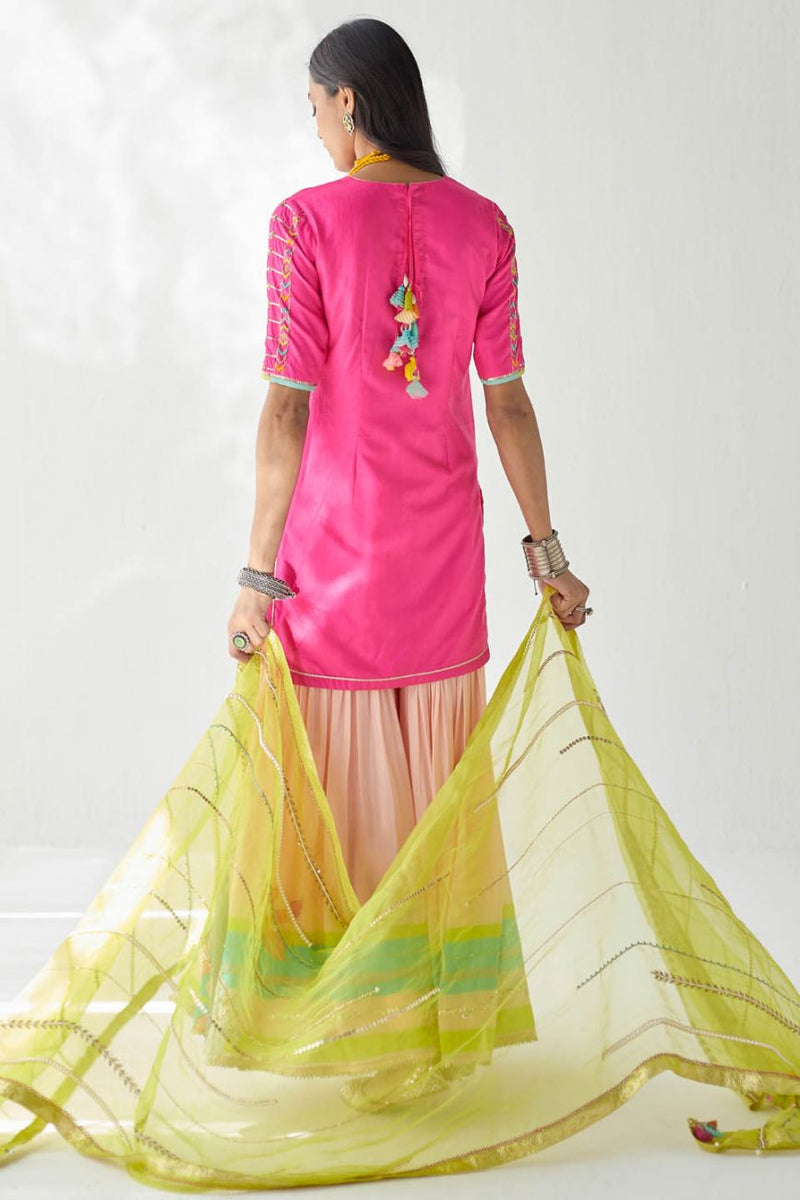 HOT PINK ORCHID GHARARA SET Kurta Sets by Rajiramniq for women Worldwide