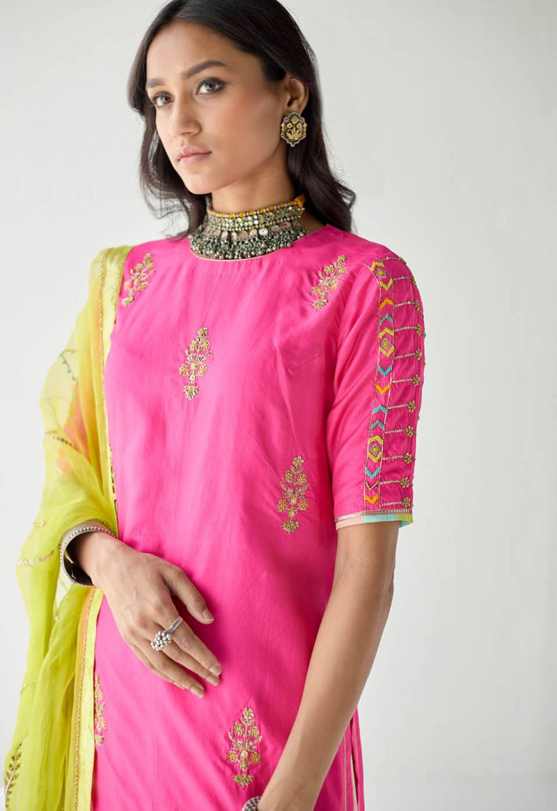 HOT PINK ORCHID GHARARA SET Kurta Sets by Rajiramniq for women Worldwide