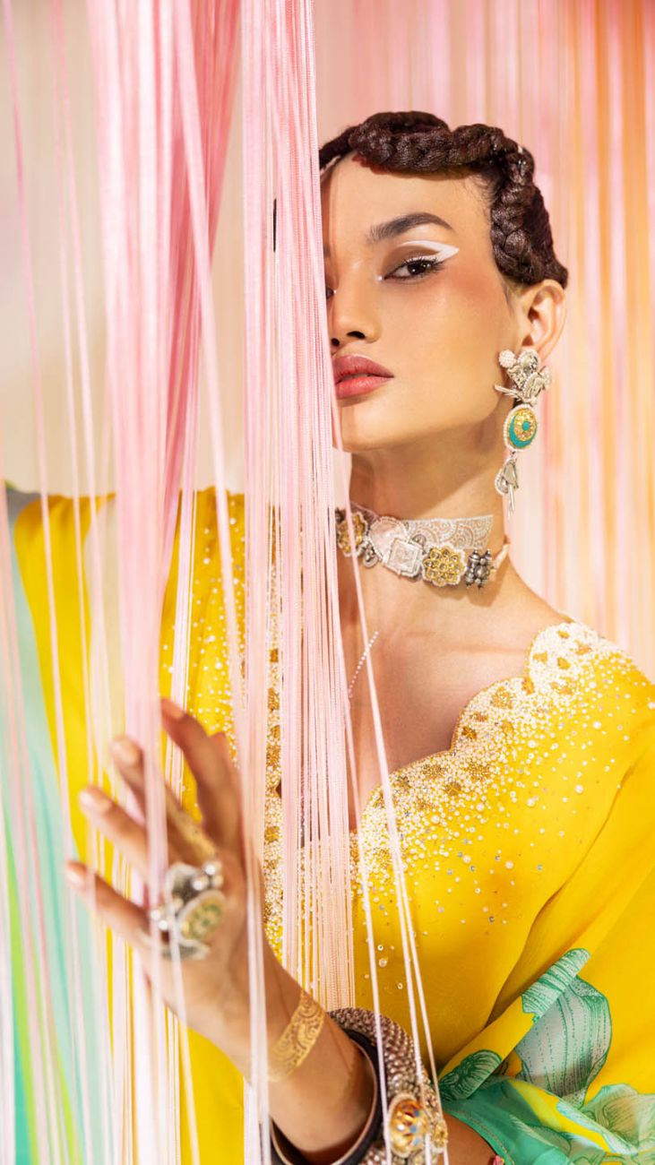 YELLOW PEARL KAFTAN Indo-Western Wear by Rajiramniq for women Worldwide