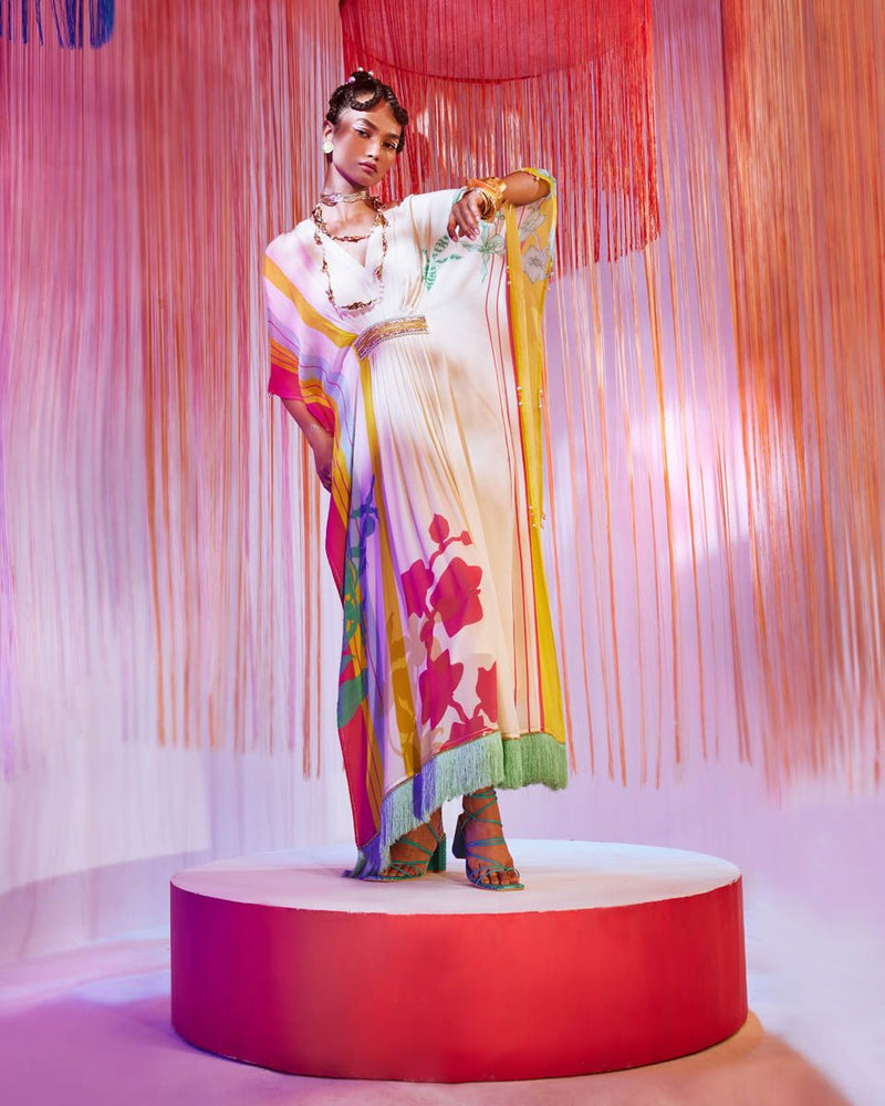 IVORY BELT KAFTAN Indo-Western Wear by Rajiramniq for women Worldwide