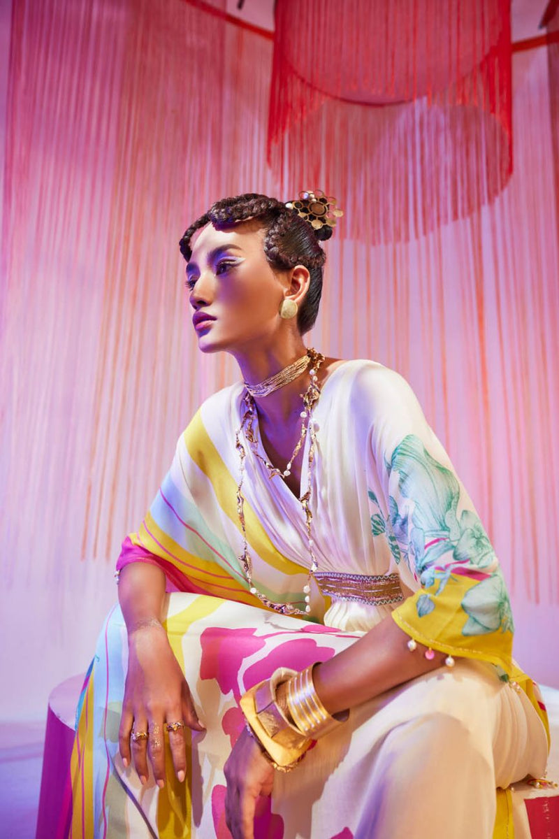 IVORY BELT KAFTAN Indo-Western Wear by Rajiramniq for women Worldwide