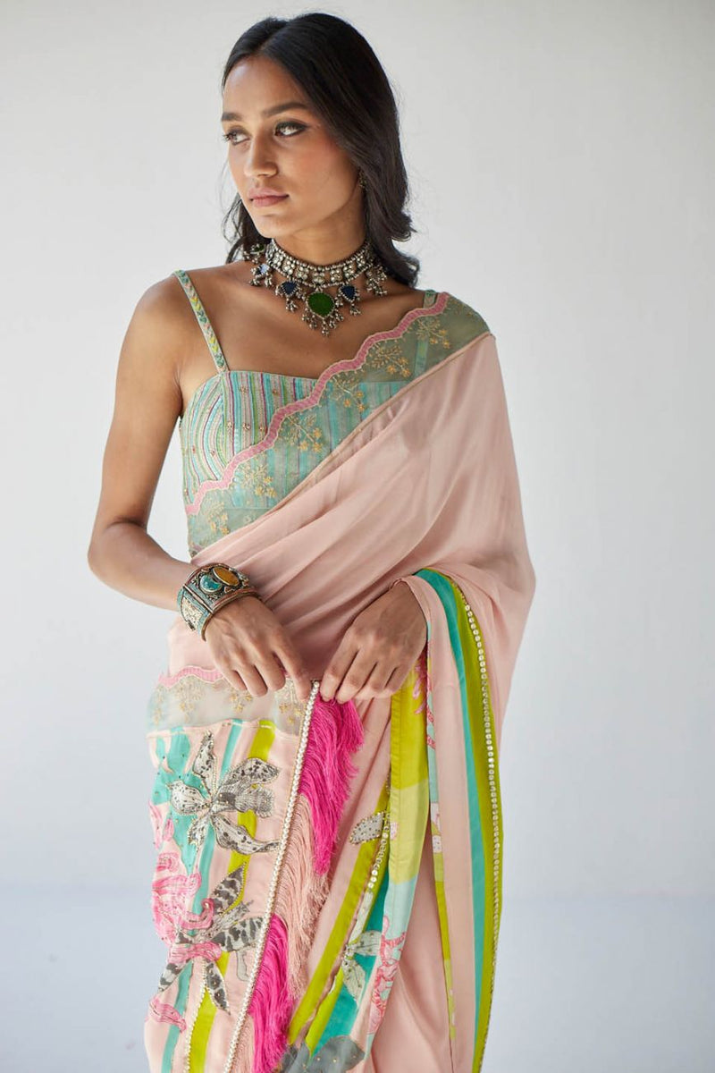 NUDE PINK ORCHID SARI Sarees by Rajiramniq for women Worldwide