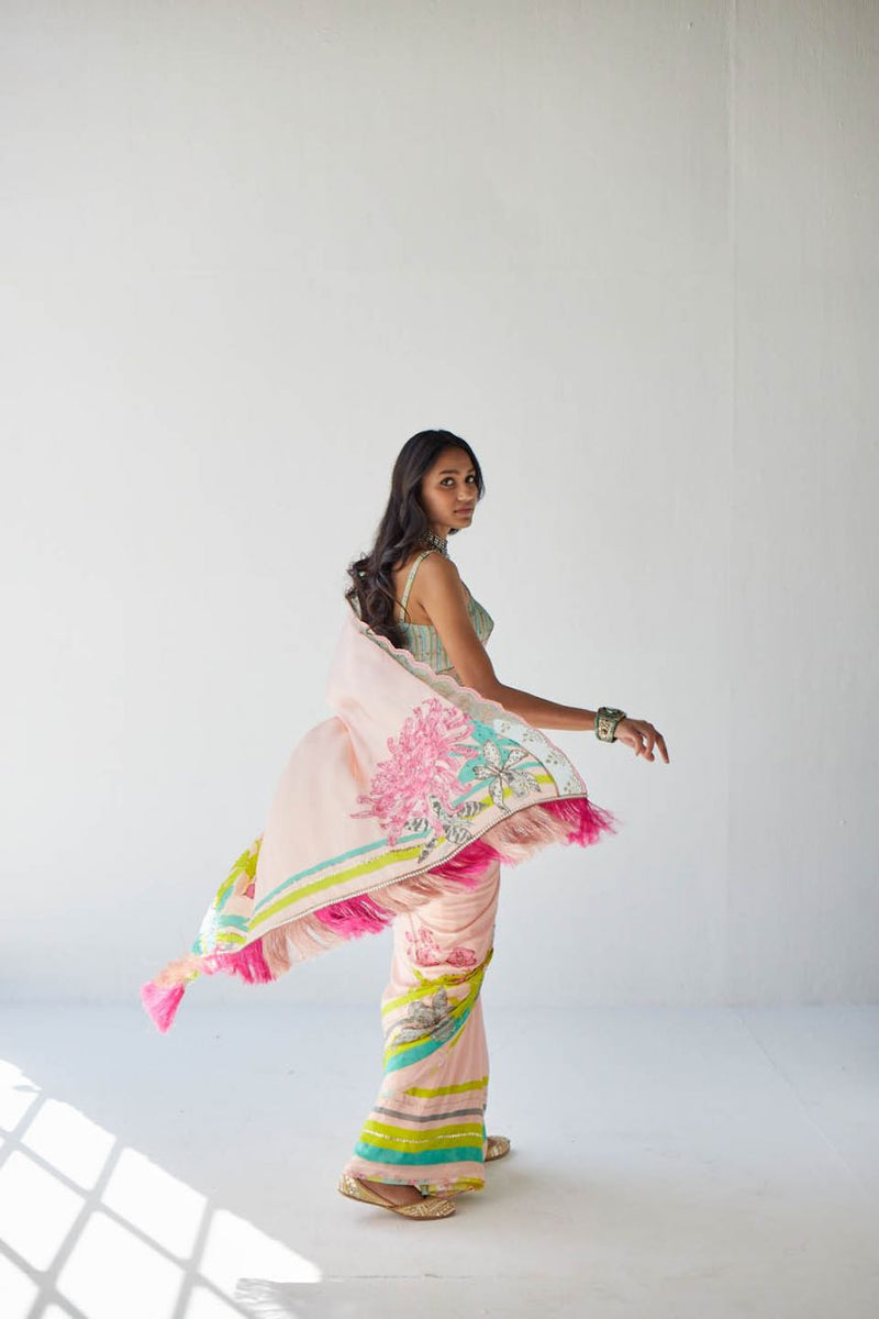 NUDE PINK ORCHID SARI Sarees by Rajiramniq for women Worldwide
