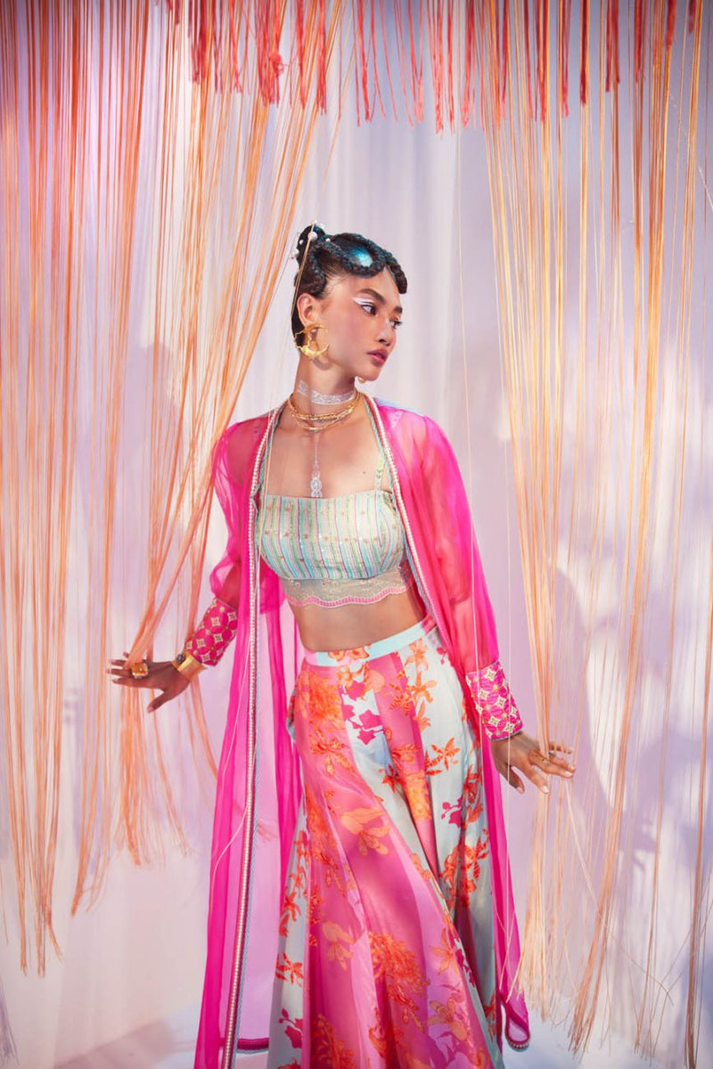 HOT PINK ORCHID JACKET SET Indo-Western Wear by Rajiramniq for women Worldwide