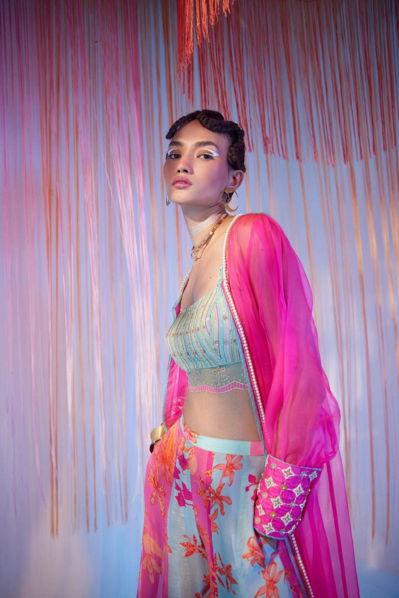HOT PINK ORCHID JACKET SET Indo-Western Wear by Rajiramniq for women Worldwide