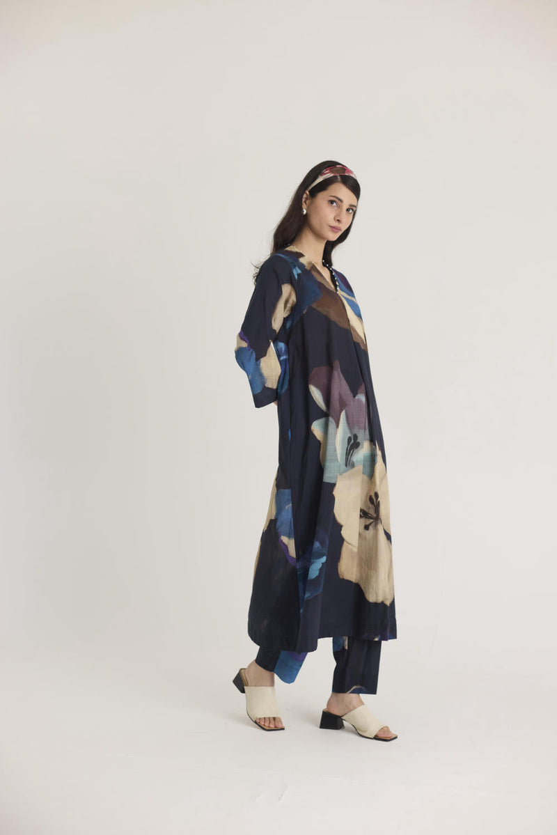 ROCCO LONG KURTA SET cotton by Yam in black color for women Worldwide