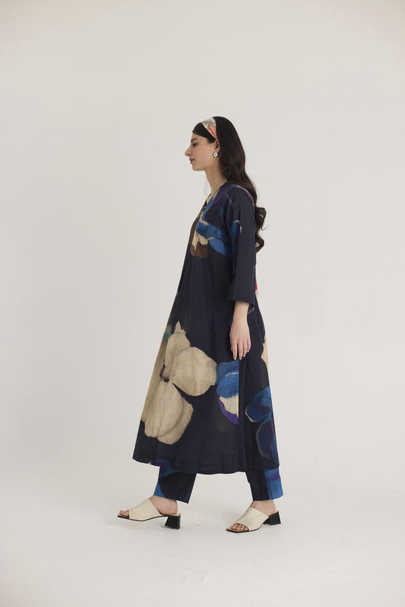 ROCCO LONG KURTA SET cotton by Yam in black color for women Worldwide