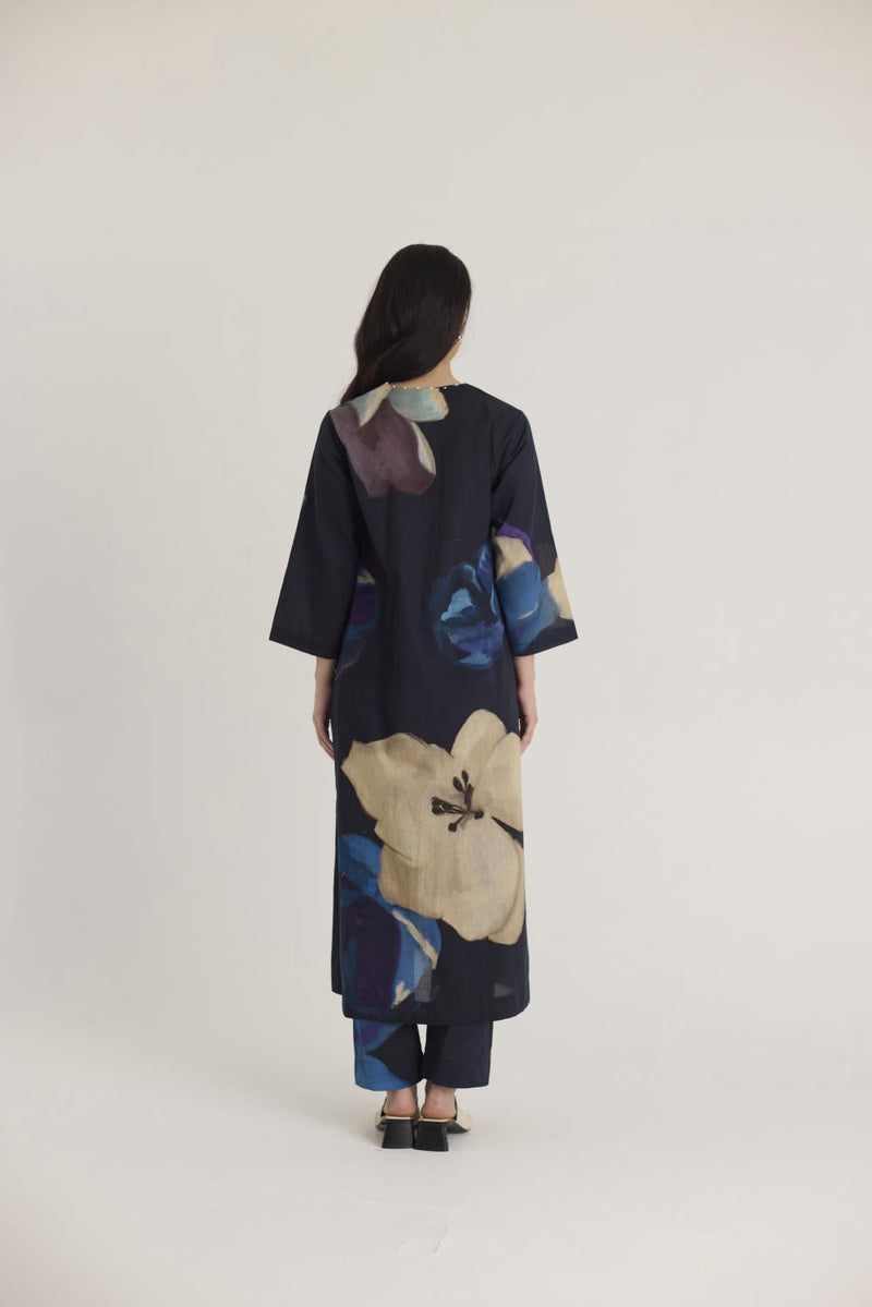 ROCCO LONG KURTA SET cotton by Yam in black color for women Worldwide