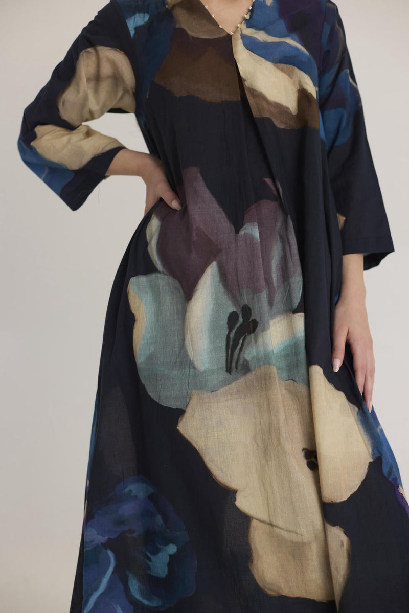 ROCCO LONG KURTA SET cotton by Yam in black color for women Worldwide