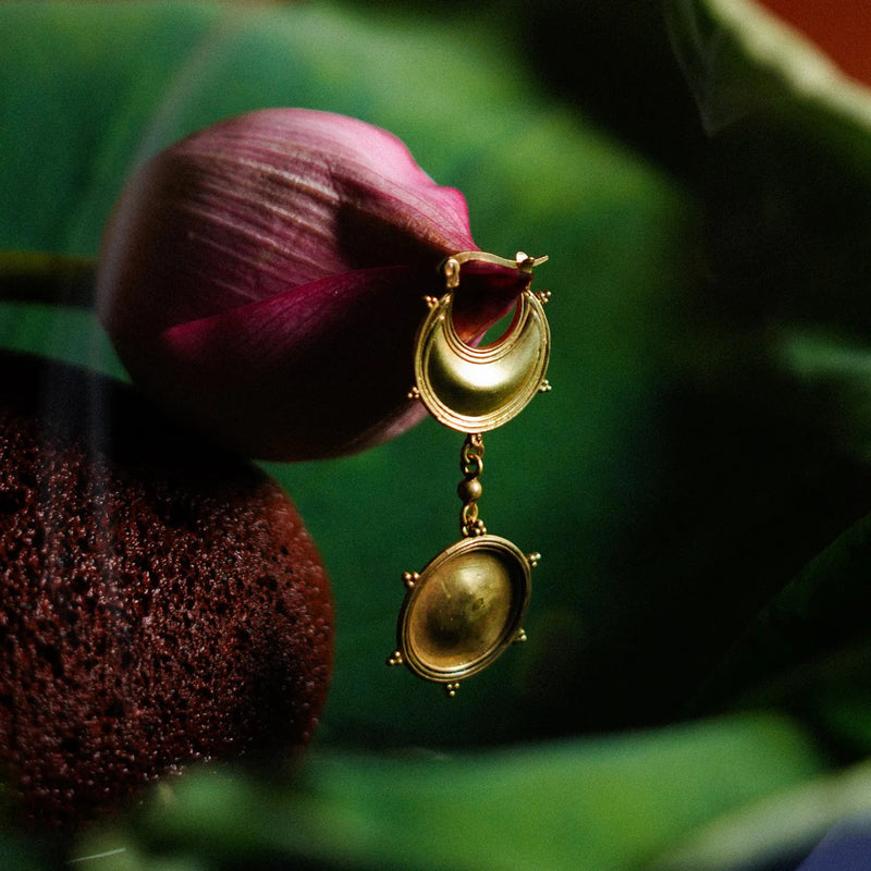 Dichotomy Sun and Moon Danglers brass earring by Surmeyi for women Worldwide