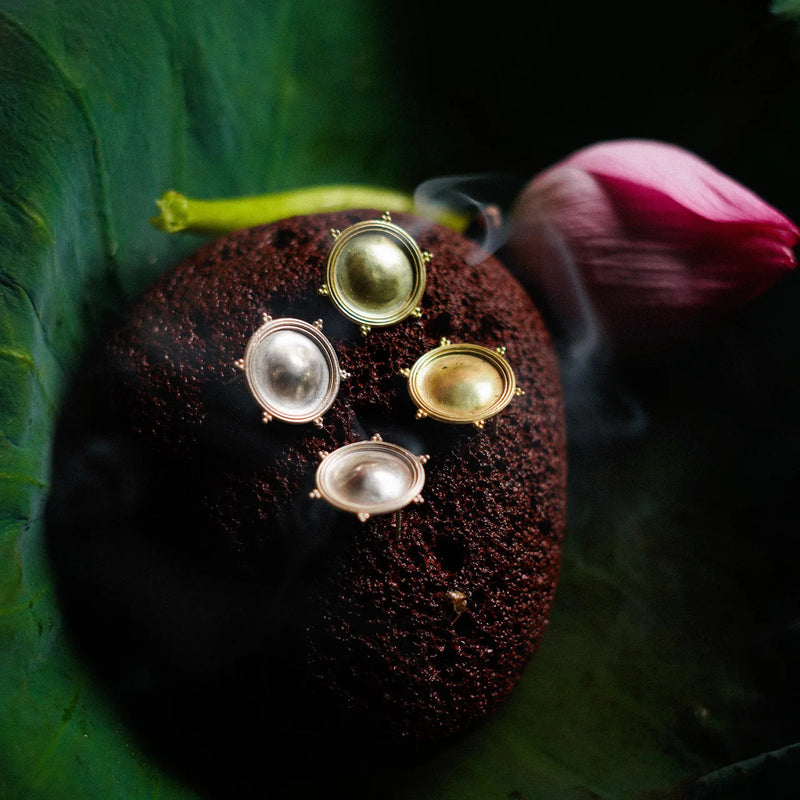 Dichotomy Sun and Moon Studs brass earring by Surmeyi for women Worldwide
