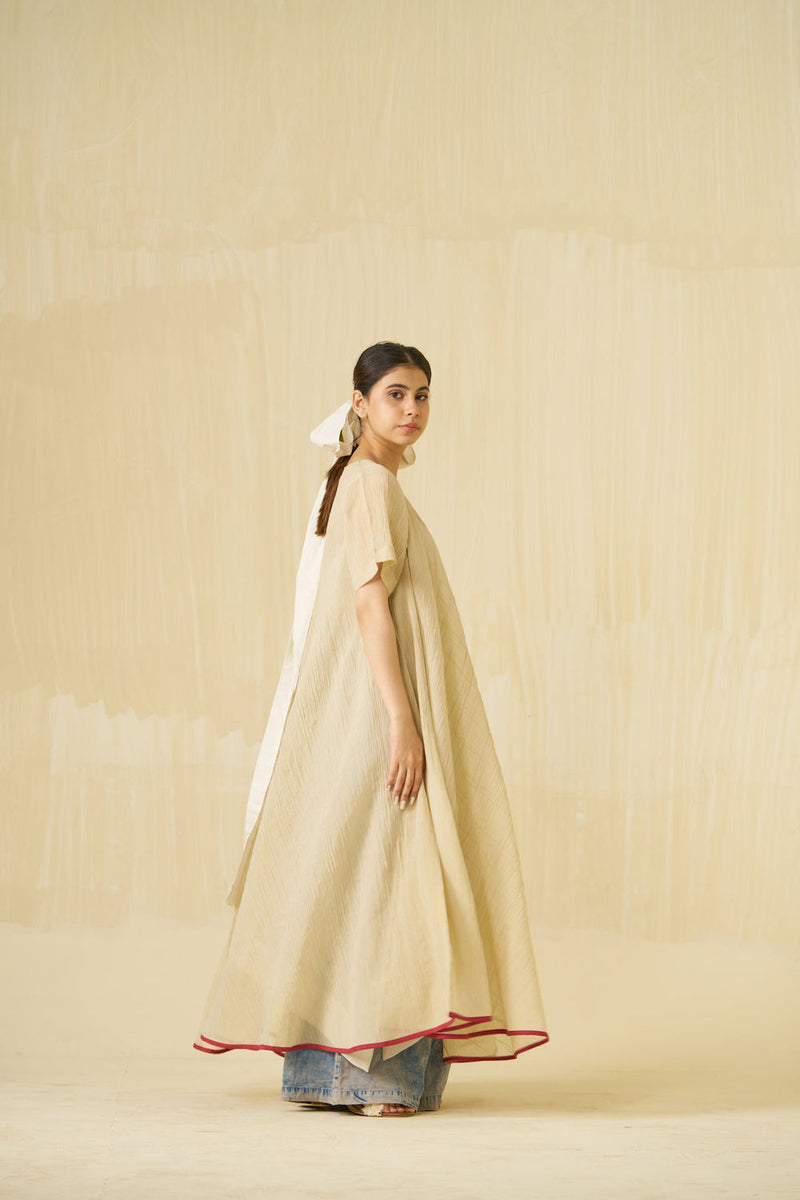 Dodo Dress-Champagne Gold crushed silk dress by Stoique in champagne gold for women Worldwide