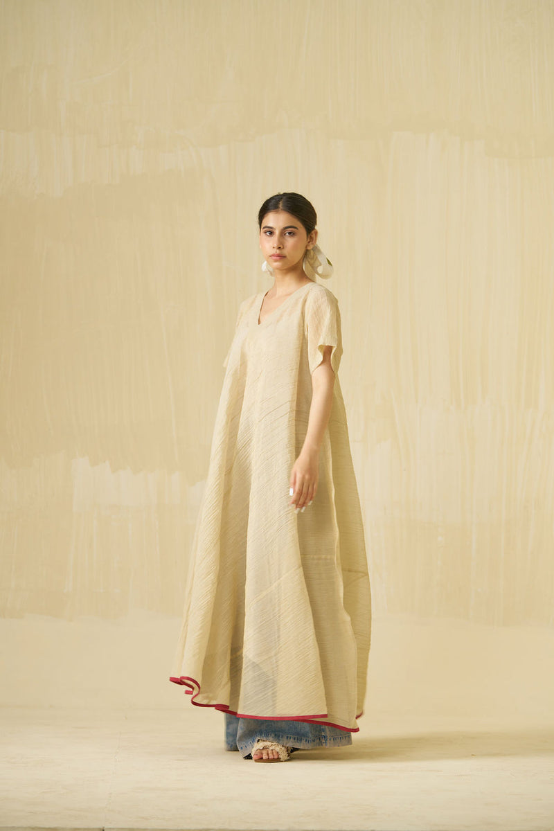 Dodo Dress-Champagne Gold crushed silk dress by Stoique in champagne gold for women Worldwide