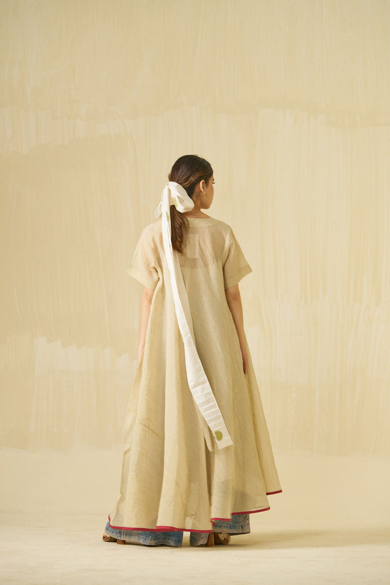 Dodo Dress-Champagne Gold crushed silk dress by Stoique in champagne gold for women Worldwide