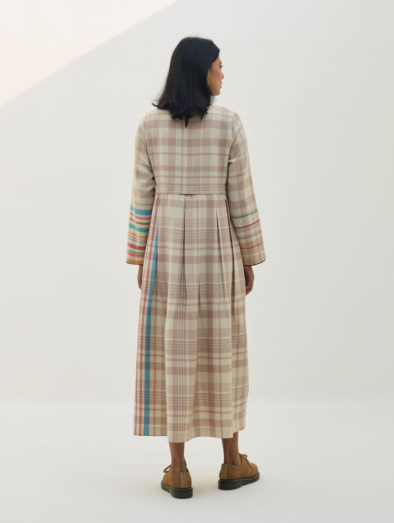 Fiona Merino Wool Pleated Dress - Beige by Manan in beige color for women Worldwide