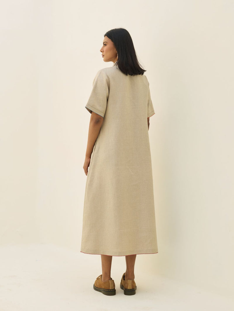 Aster Thick Linen Dress - Natural all linen by Manan in natural color for women Worldwide