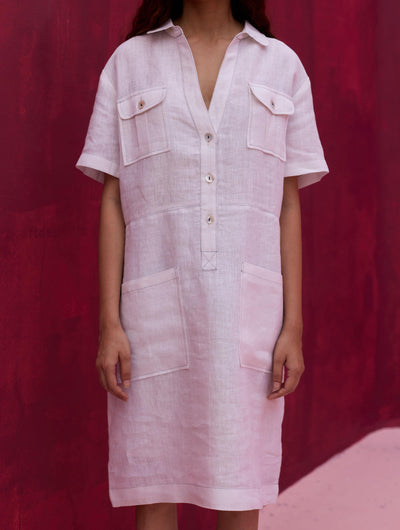 Vana Linen Dress - Ivory