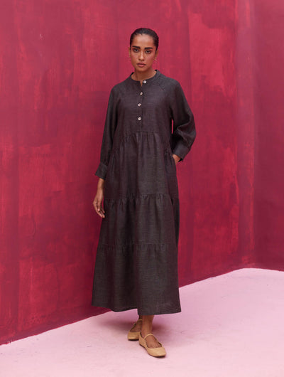 Shiri Linen Dress - Charcoal