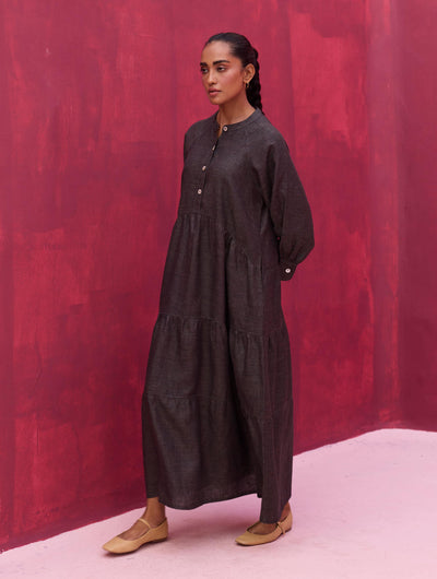 Shiri Linen Dress - Charcoal