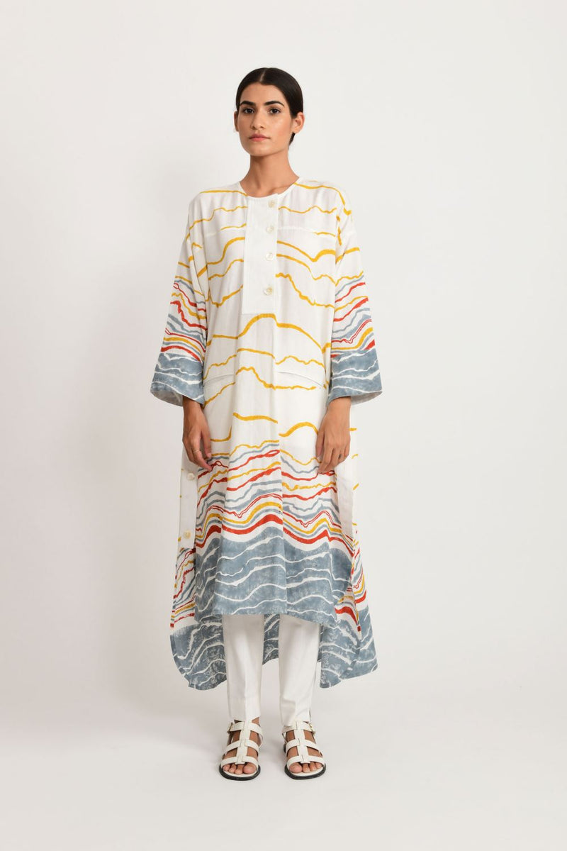 EARTH FOSSIL SIDE OPEN KURTA by Rias for women Worldwide