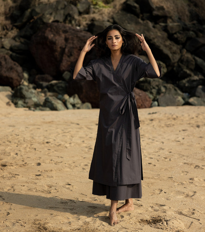 Ebony Co-ord Set by Khara Kapas in black for women Worldwide