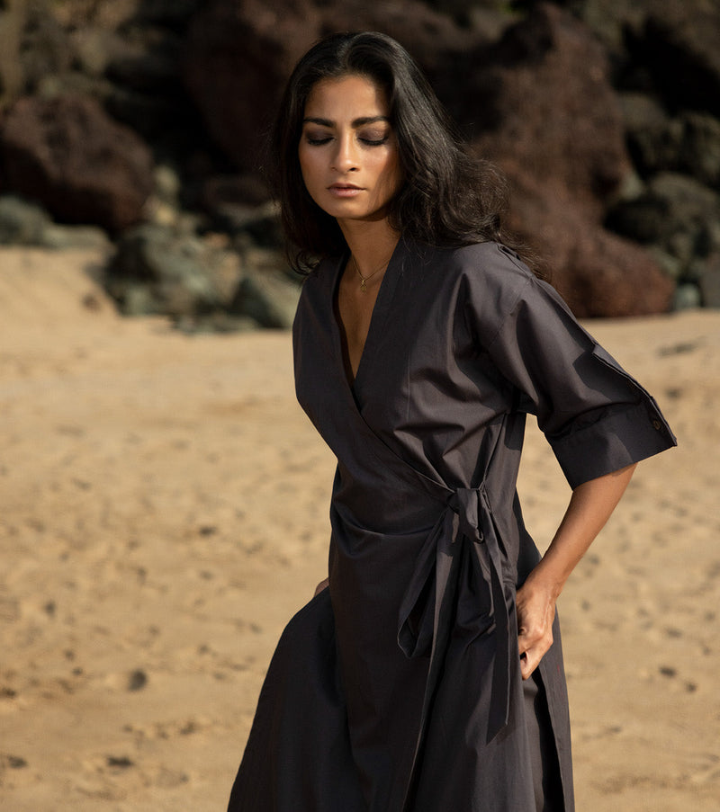 Ebony Co-ord Set by Khara Kapas in black for women Worldwide