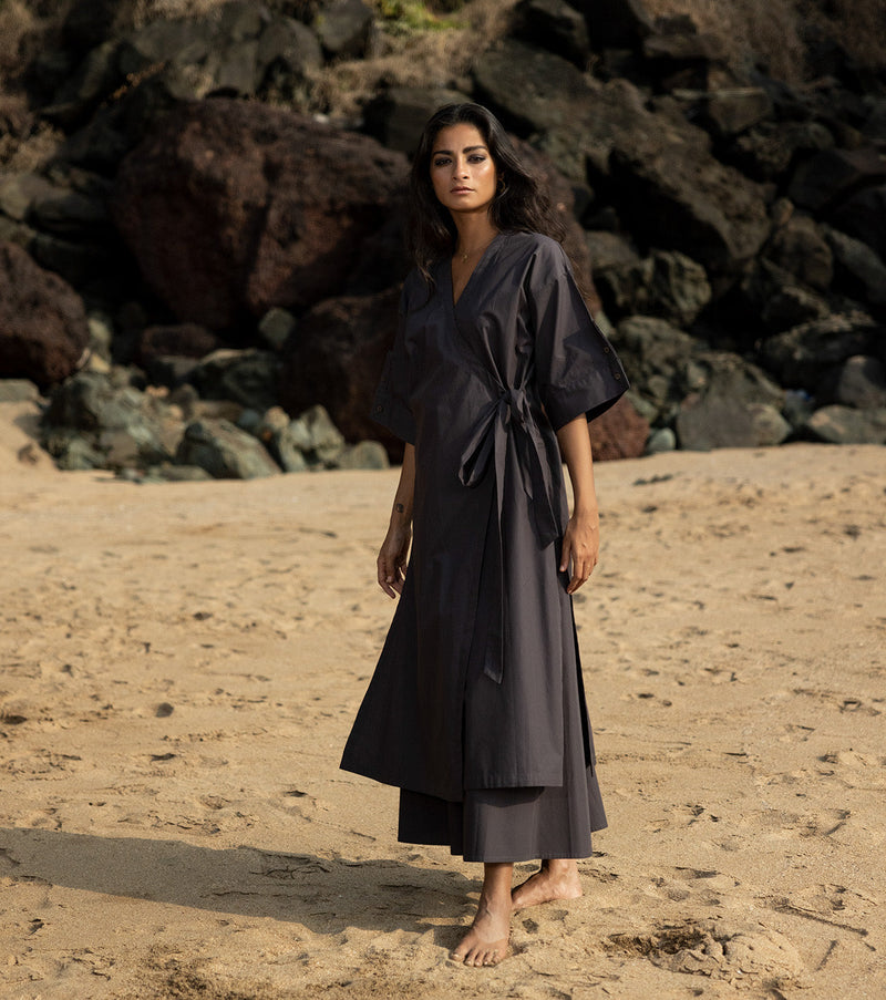 Ebony Co-ord Set by Khara Kapas in black for women Worldwide
