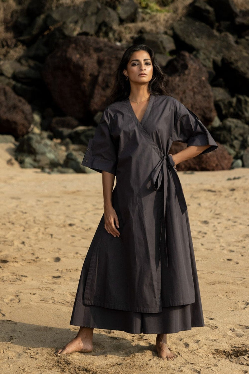 Ebony Co-ord Set by Khara Kapas in black for women Worldwide