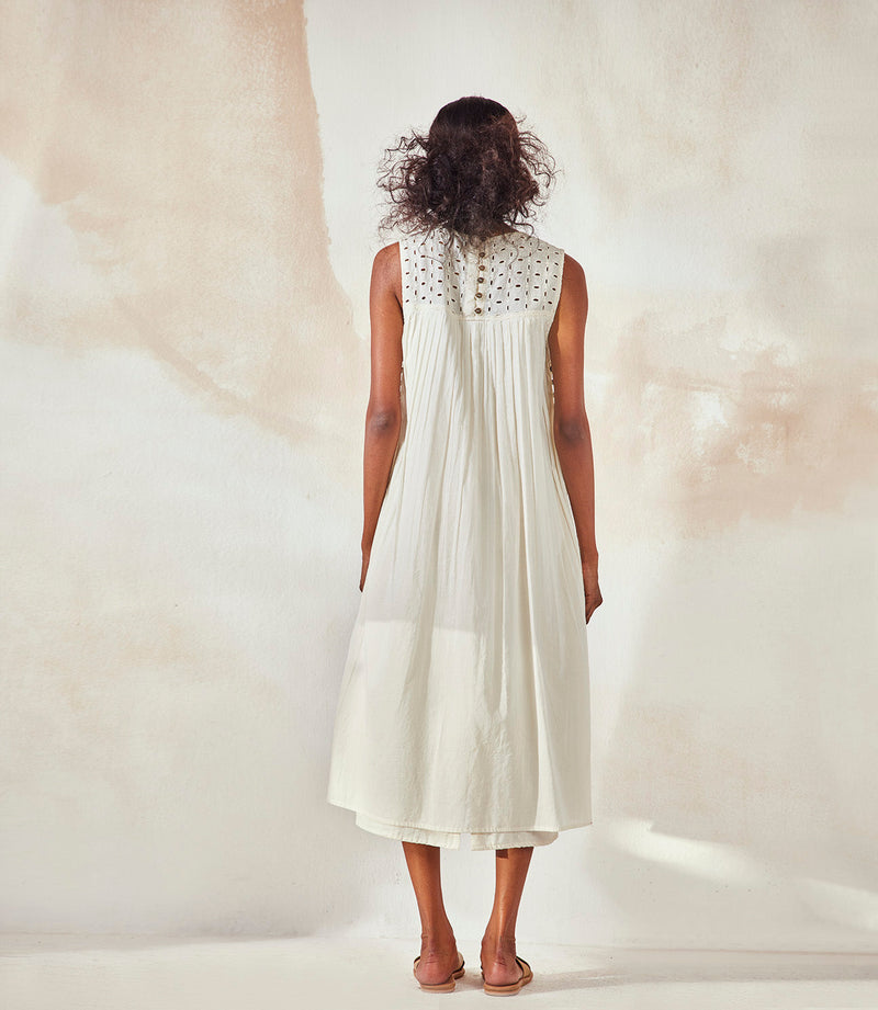 Egg Shell Dress by Khara Kapas in white for women Worldwide