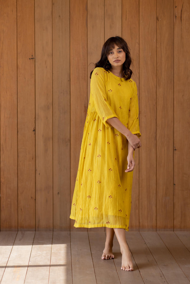 Ekra - Sunny Yellow Dress by Nirjara for women Worldwide