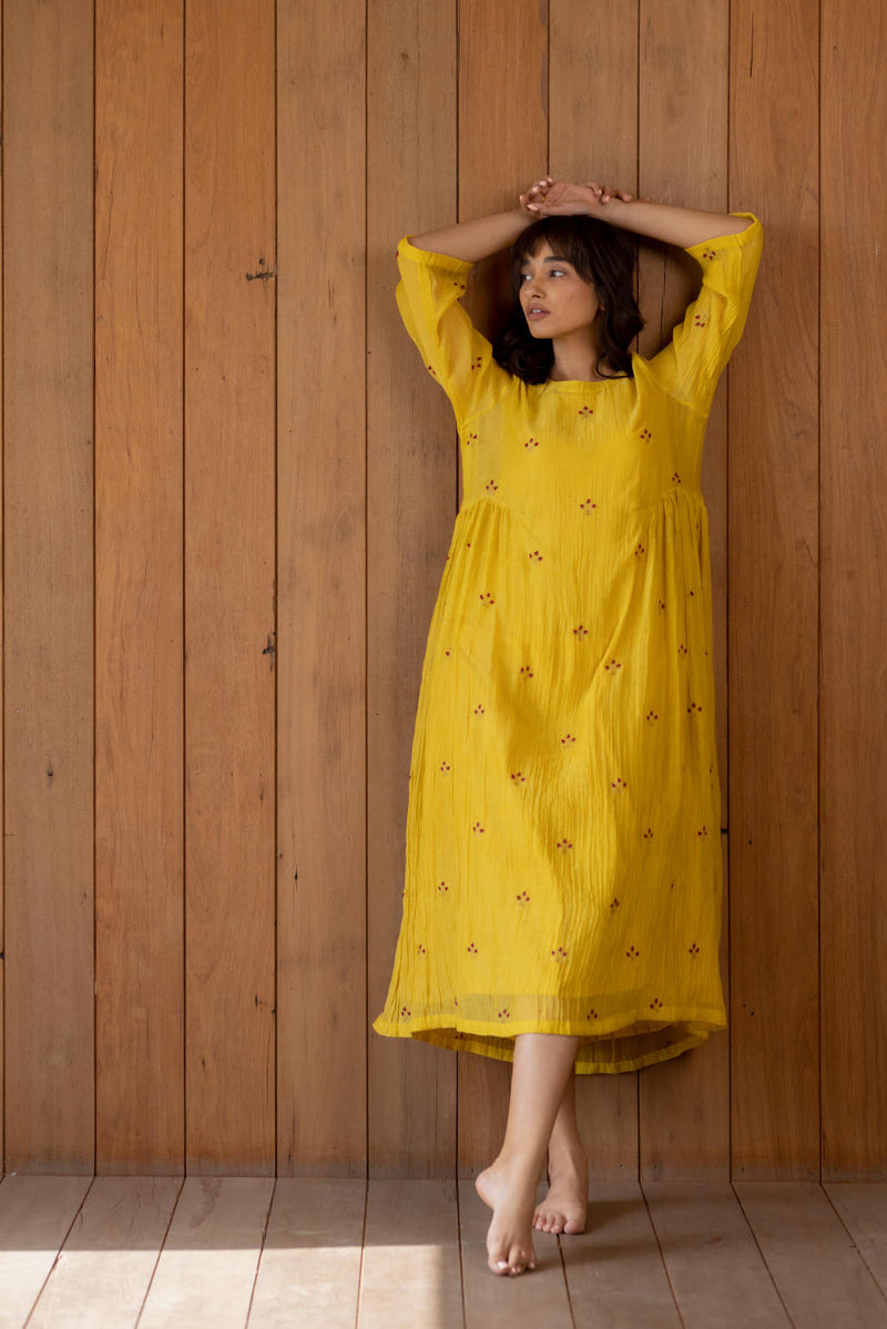 Ekra - Sunny Yellow Dress by Nirjara for women Worldwide
