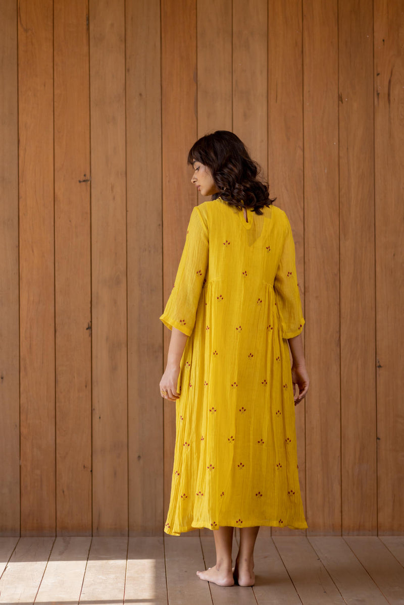Ekra - Sunny Yellow Dress by Nirjara for women Worldwide