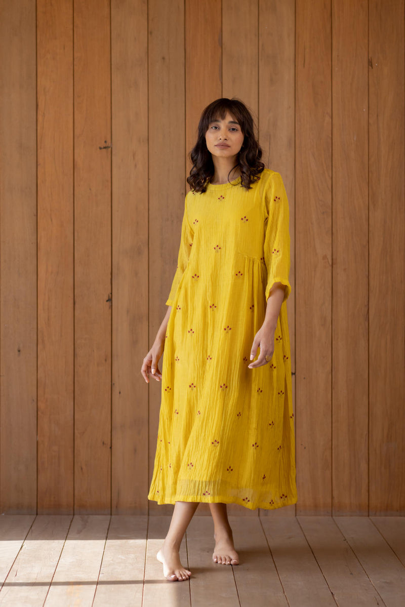 Ekra - Sunny Yellow Dress by Nirjara for women Worldwide