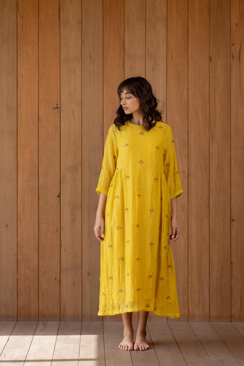 Ekra - Sunny Yellow Dress by Nirjara for women Worldwide