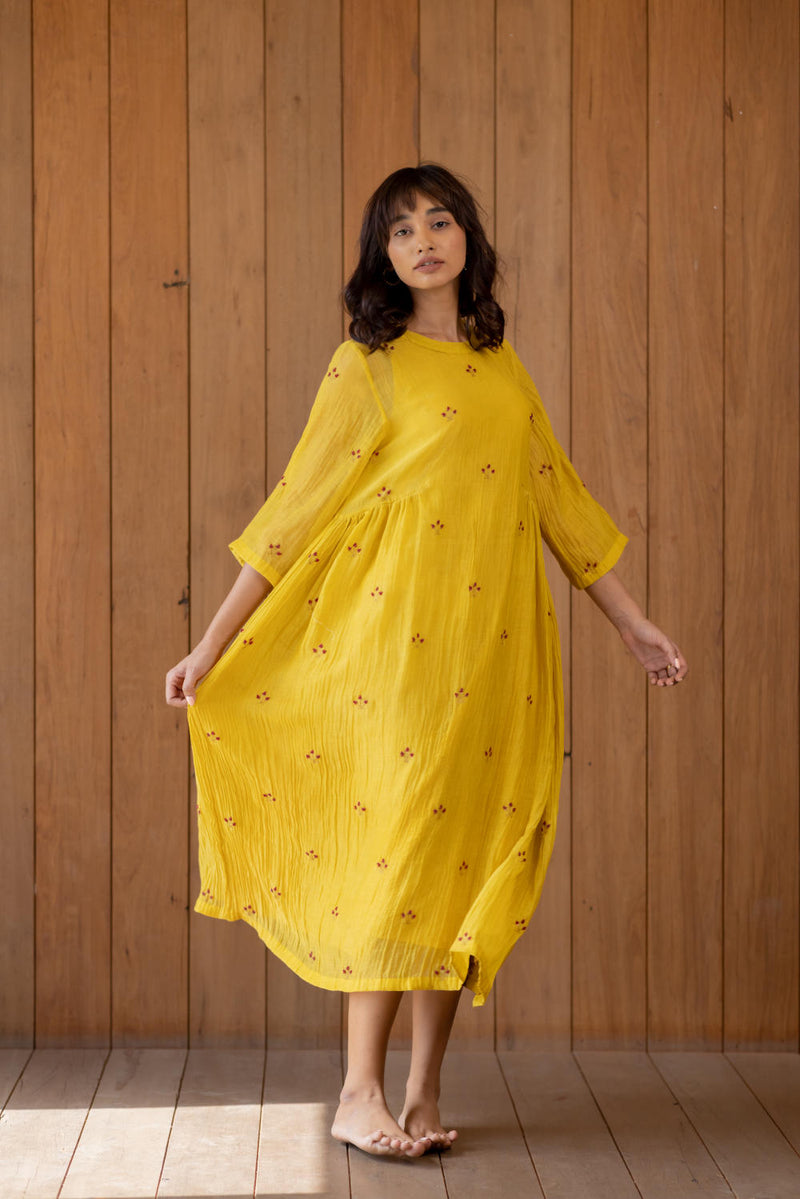 Ekra - Sunny Yellow Dress by Nirjara for women Worldwide