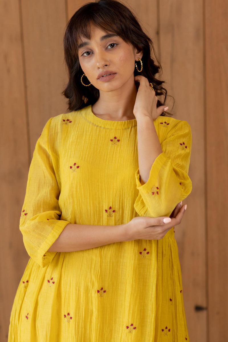 Ekra - Sunny Yellow Dress by Nirjara for women Worldwide