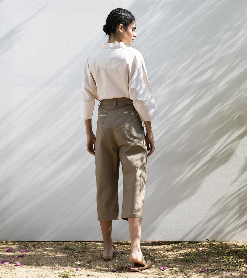 Elm Twig Cropped Trousers Bottoms by Khara Kapas for women Worldwide