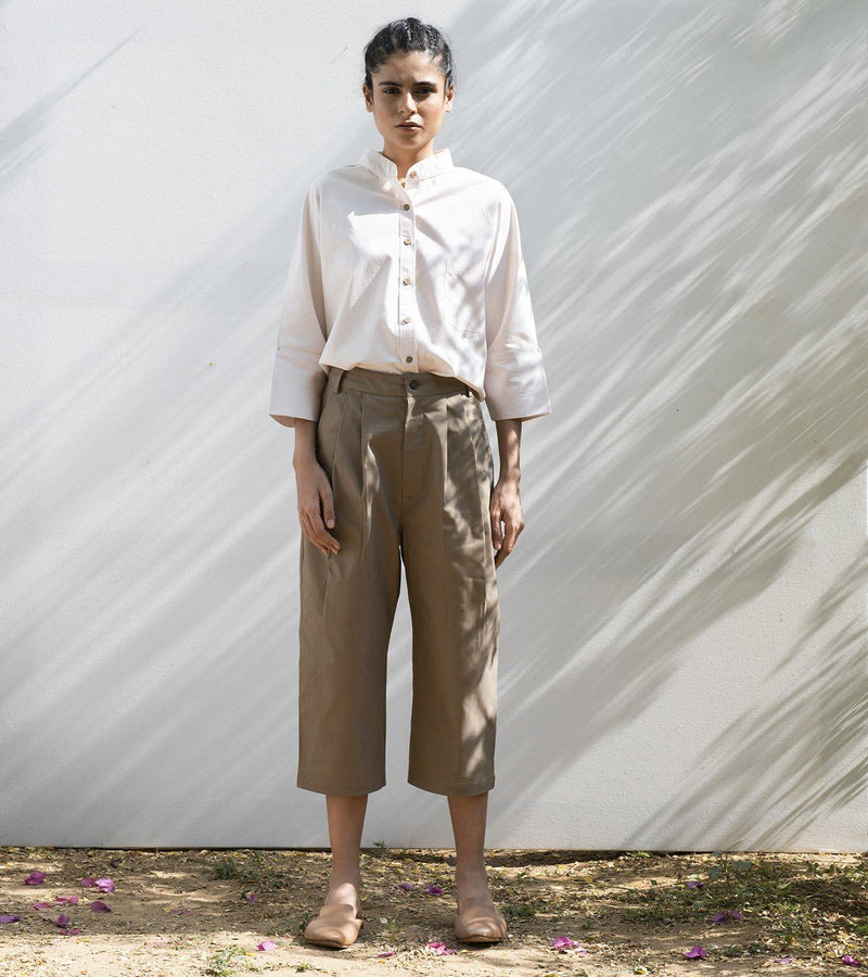Elm Twig Cropped Trousers Bottoms by Khara Kapas for women Worldwide