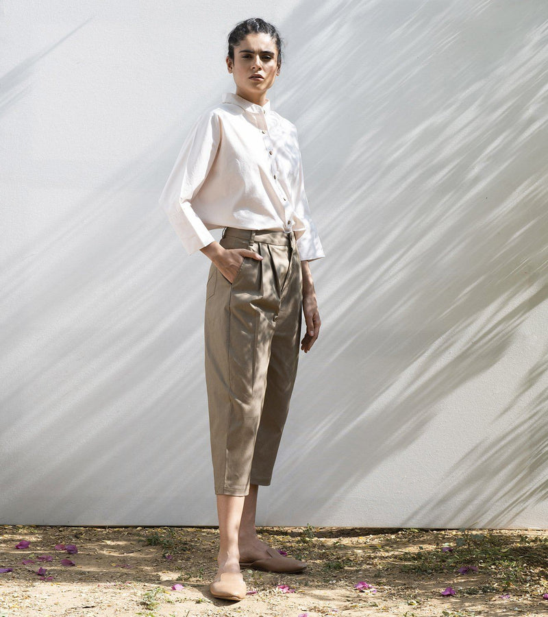 Elm Twig Cropped Trousers Bottoms by Khara Kapas for women Worldwide