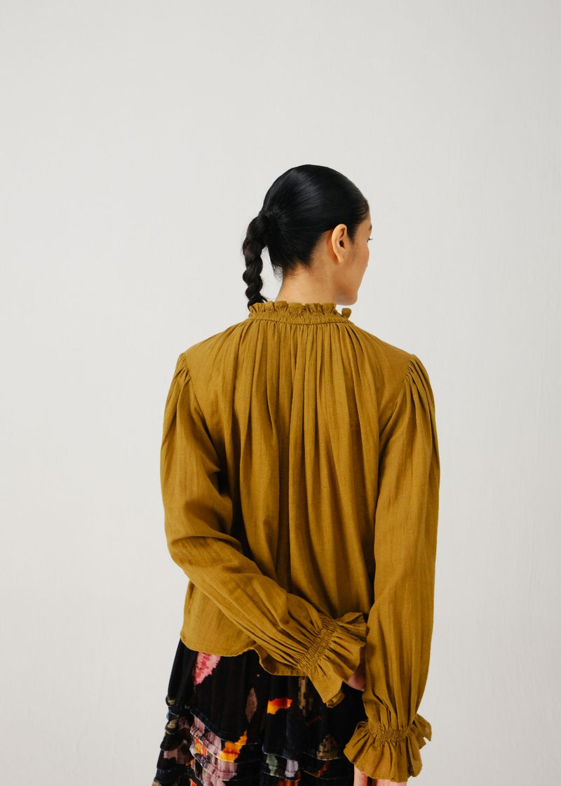 Elsa top-Olive parrot emb. cotton by CORD for women Worldwide