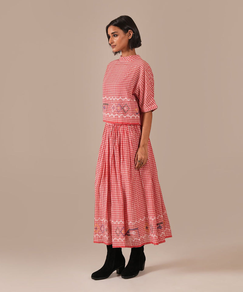 EMBER SHORE SET 100% cotton by Indigo Dreams in red color for women Worldwide