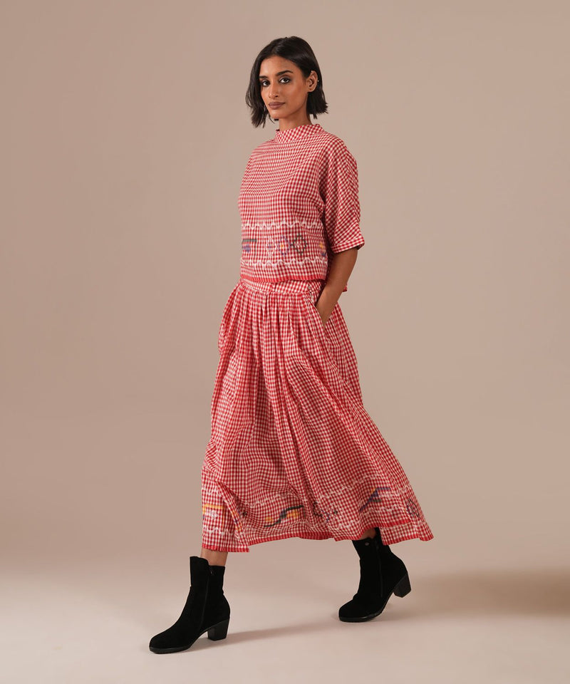 EMBER SHORE SET 100% cotton by Indigo Dreams in red color for women Worldwide