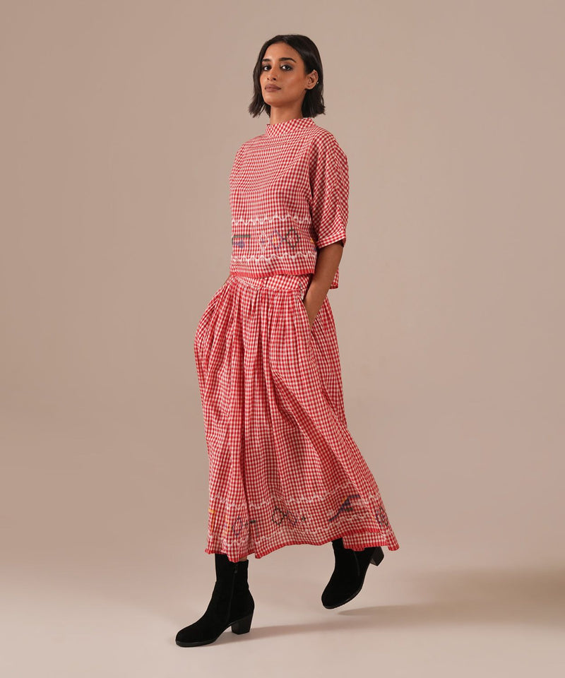 EMBER SHORE SET 100% cotton by Indigo Dreams in red color for women Worldwide