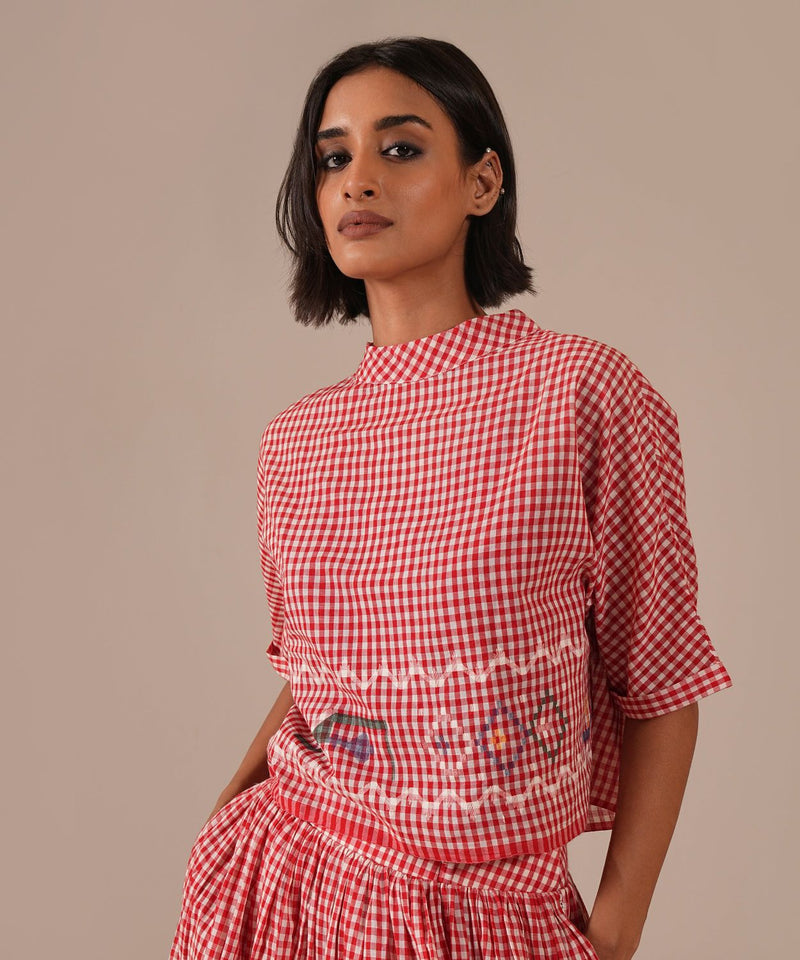 EMBER SHORE SET 100% cotton by Indigo Dreams in red color for women Worldwide